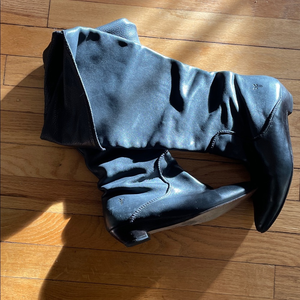Elegant Frye Black Over the Knee or Cuff Top Leather Boots Womens 8.5 - Picture 7 of 13